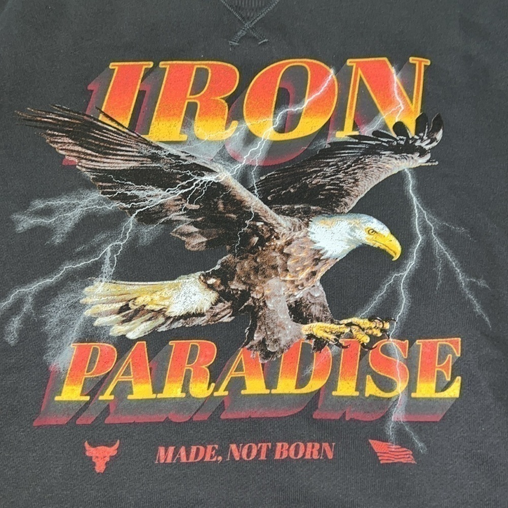 Under Armour Project Rock Iron Paradise Cutoff Sweatshirt Men L 1367037-010 - Picture 2 of 5